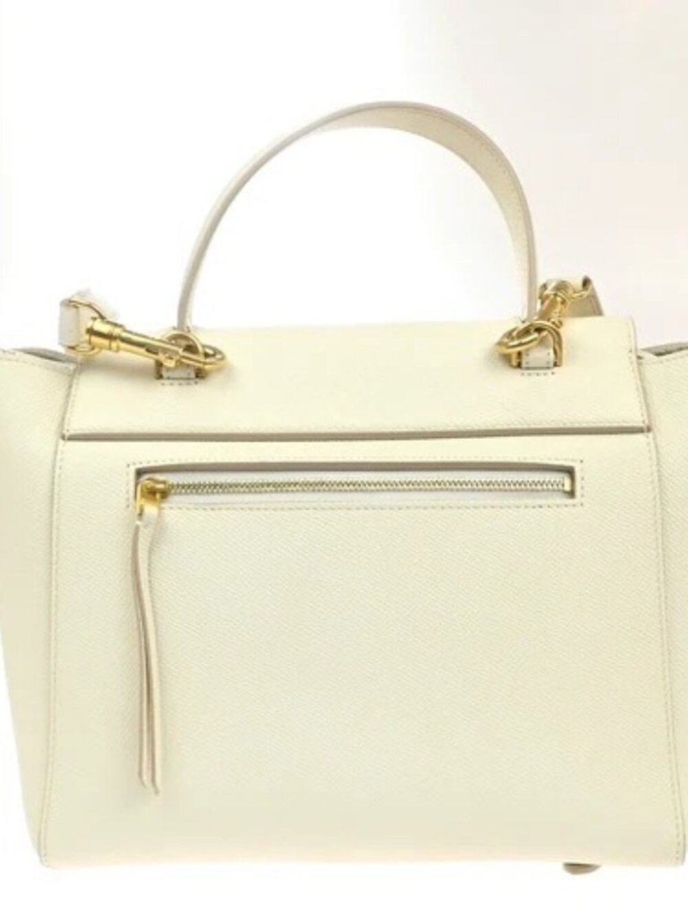 CELINE Logo Belt 2way Shoulder Hand Bag Leather White GHW Italy 29RL885 - Picture 4 of 16